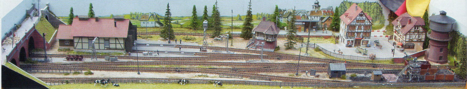 An overall view of the layout complete with a German flag.